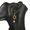Star Natural Amber & Abalone Shell/Paua Shell Dangle Earrings EJEW-JE07358-01-2