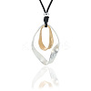 Rhombus Alloy Pendant Black Waxed Cord Necklaces for Women FS-WG0E821-01-3