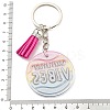 Acrylic Flat Round with Suede Tassel Pendant Keychain KEYC-G060-01D-3