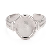 Non-Tarnish 304 Stainless Steel Oval Watch Shape Open Cuff Ring for Women RJEW-C025-04P-3