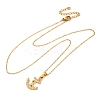 304 Stainless Steel Crystal Rhinestone Anchor Pendant Necklaces NJEW-Z057-01A-G-4