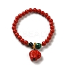 6mm Round Cinnabar Mala Stretch Bracelets BJEW-B080-28A-02-1