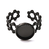 Hollow Flower 304 Stainless Steel Cuff Ring Components STAS-P454-03B-B-3