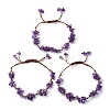 Adjustable Natural Amethyst Braided Bead Bracelets for Women BJEW-U035-02F-4