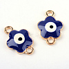 Light Gold Alloy Enamel Evil Eye Links connectors ENAM-Q032-09B-1