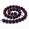 Electroplated Natural Agate Round Bead Strands G-M171-8mm-08-2
