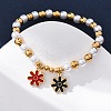 201 Stainless Steel Round Beaded Stretch Bracelets BJEW-C090-03G-F-3