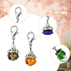 10Pcs 10 Colors Teardrop Glass & Alloy Pendant Decoration HJEW-YW00037-2