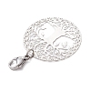 201 Stainless Steel Flat Round with Tree of Life Pendant Decorations HJEW-JM02521-5