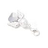 Heart Angel Glass & Glass Pearl Pendant Decorations HJEW-JM03773-03-5