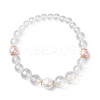 Glass & Shell Pearl Beaded Stretch Bracelets for Women BJEW-JB12693-02-2