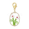 6Pcs Oval with Flower Glass Seed Bead & Lampwork & Alloy Pendant Decoraitons HJEW-MZ00351-4