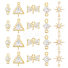 20Pcs 5 Styles Brass Pave Clear Cubic Zirconia Connector Charms KK-HS0001-30-1