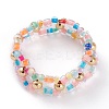 Round Transparent Inside Colours Glass Seed Beaded Finger Rings RJEW-JR00318-01-1