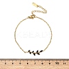 304 Stainless Steel Rhinestone Leaf Link Bracelets SA-CBA5F76-03G-02-5