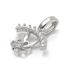 925 Sterling Silver Pave Clear Cubic Zirconia Crown Flower Pendant Bails STER-P068-03P-2