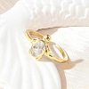 Clear Cubic Zirconia Open Cuff Rings RJEW-A061-03G-5