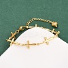 304 Stainless Steel Cross Link Chain Bracelets BJEW-D359-13B-G-1