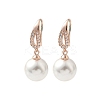 Round Brass Micro Pave Clear Cubic Zirconia Dangle Earrings EJEW-D318-01RG-4