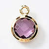 Birthstone Brass K9 Glass Charms KK-H002-28G-02-1