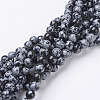 Natural Snowflake Obsidian Beads Strands GSR6mmC009-1