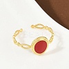 Oval 304 Stainless Steel Enamel Cuff Rings for Women RJEW-G355-01G-4