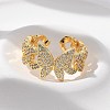 Brass Micro Pave Clear Cubic Zirconia Cuff Rings for Women RJEW-U041-02G-2