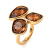 Teardrop & Square Glass Open Cuff Rings RJEW-G289-01G-02-1