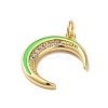 Moon Rack Plating Brass Micro Pave Cubic Zirconia Enamel Pendants KK-G504-06G-3