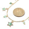 Natural Agate Round & Alloy Enamel Star Charms Bib Necklace with 304 Stainless Steel Chains NJEW-JN04404-02-3