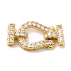 Brass Micro Pave Clear Cubic Zirconia Fold Over Clasps KK-C075-31G-1