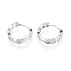 Brass Micro Pave Clear Cubic Zirconia Hexagon Hoop Earrings EJEW-T048-47P-2
