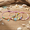 3Pcs Glass Seed Bead & Resin & Brass Braided Bead Bracelets LW3639-5-4