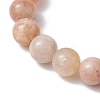 8mm Natural Sunstone Round Beaded Stretch Bracelets BJEW-TA00530-3