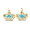 Brass Micro Pave Clear Cubic Zirconia Pendants KK-C045-01A-G-1