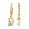 Lock & Key 925 Sterling Silver Micro Pave Clear Cubic Zirconia Hoop Earrings for Women EJEW-G427-01G-03-4