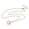 Brass Enamel Pink Flower Pendant 304 Stainless Steel Chain Necklaces for Women NJEW-D341-04G-4