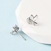 Starfish with Shell Shape Brass Micro Pave Clear Cubic Zirconia Stud Earrings EJEW-L278-05P-3