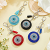 4Pcs 4 Colors Evil Eye Full Rhinestones Keychains KEYC-DC0001-24-4