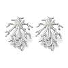 304 Stainless Steel Tree Branch Stud Earrings EJEW-D281-09S-1