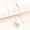 304 Stainless Steel Enamel Flower Heart Pendant Necklaces NJEW-H088-01G-3