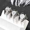 Natural Quartz Crystal Wings Adjustable Rings RJEW-K241-04AS-07-2