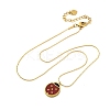 304 Stainless Steel Dark Red Enamel Ladybug Pendant Boston Link Chain Necklaces for Women NJEW-U032-07G-02-4