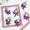 Silk Cloth Flower Boutonniere Brooch JEWB-WH0009-98-5