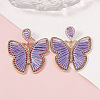 Bohemian Ethnic Style Alloy Frame Cotton Thread Woven Butterfly Stud Dangle Earrings for Women  FG8172-3-1