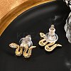 Brass Micro Pave Clear Cubic Zirconia Stud Earrings EJEW-P301-17G-3