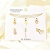 Cubic Zirconia & Glass Heart Pendant & Necklaces & Bracelets Sets SJEW-Q002-08G-1