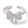Bowknot Brass Micro Pave Clear Cubic Zirconia Open Cuff Rings for Women RJEW-C098-03P-2