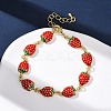 Brass Micro Pave Cubic Zirconia Link Bracelets for Women BJEW-D362-01G-2