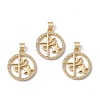 Rack Plating Brass Micro Pave Clear Cubic Zirconia Pendants KK-H434-40G-3